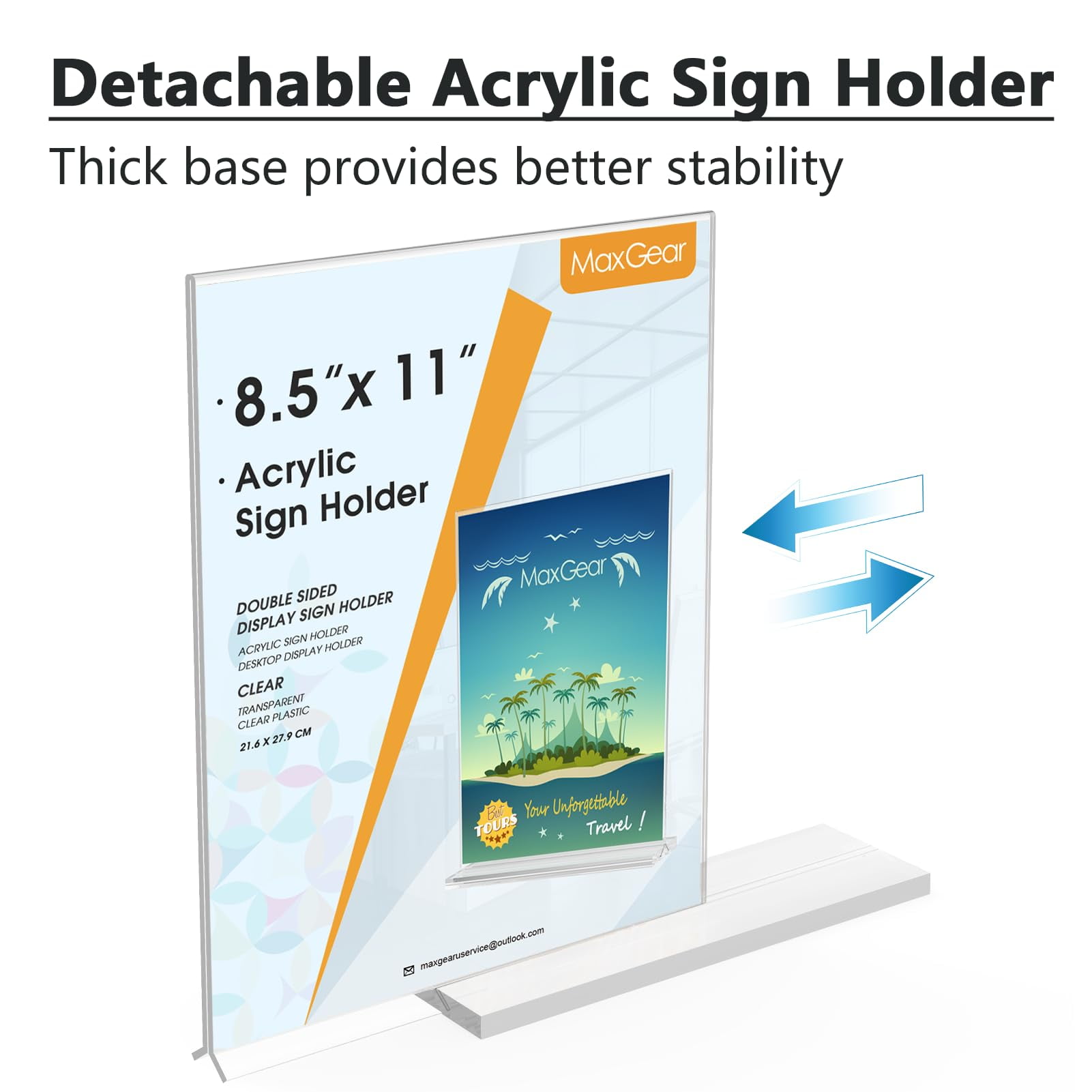 MaxGear Acrylic Sign Holder 8.5x11 Inches 6 Pack, Clear Table