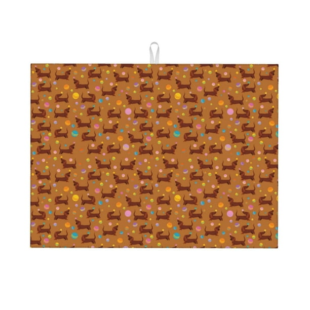 Fotbe Dachshund And Ball Alfombrilla de Secado para Cocina con Estampado, 18x24 Pulgadas