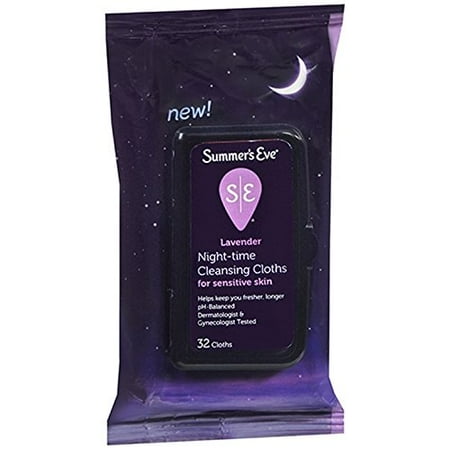 32 Cloths - 2 Pack Summers Eve Night Time Sensitive Skin Cleansing Cloths Lavender 32 Each