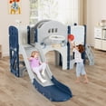 thumbnail image 2 of Costway 10 in 1 Toddler Slide Set with Magnetic Whiteboard, Telescope Ring Toss for Ages 3+ Gray+Blue, 2 of 10