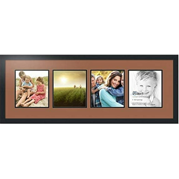 collage photo frame double mat with 4 - 8x9 openings with black frame and paloma mat.