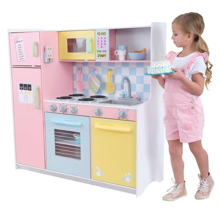 KidKraft Wooden Large Pastel Play Kitchen with Turning Knobs and Play Phone