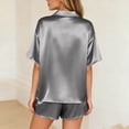 thumbnail image 5 of Wlynlyn Satin Pajamas for Women Short Sleeve Button down Shirts 2 Piece Pjs Shorts Set Sleepwear Soft Lopungewear(Gray,Medium), 5 of 6