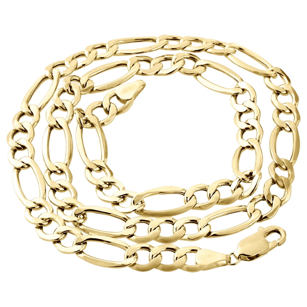 Mens Real 10K Yellow Gold Figaro Chain 