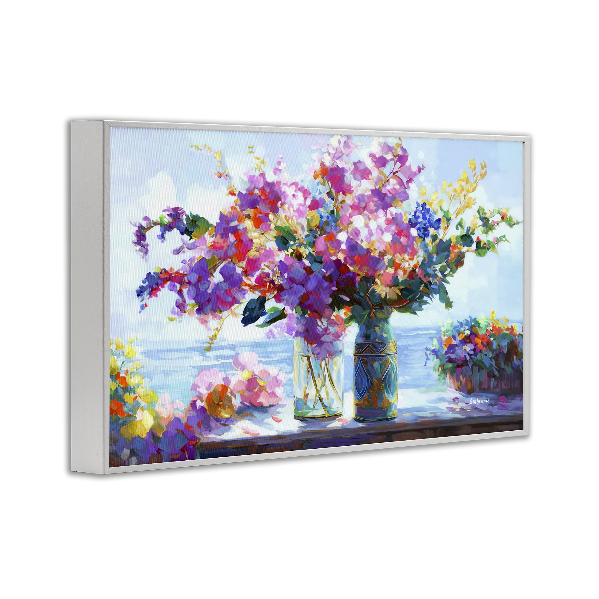 Stupell Industries Ocean Breeze Blossoms Botanical & Floral Painting White Framed Art Print Wall Art, 18 x 12