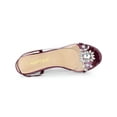 thumbnail image 4 of BLISSFUL STEP Women's Flower Rhinestone Slingback Clear Mid Heel Slip On Sandals Burgundy 7, 4 of 7