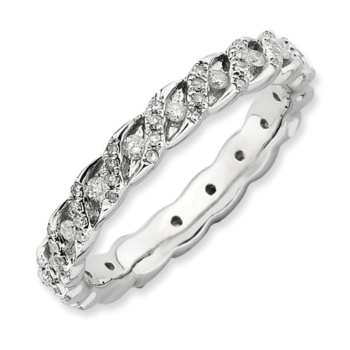 5 Sterling Silver Sterling Silver Stackable Expressions Polished Diamond Ring Size