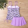 thumbnail image 3 of 2 Piece Tankinis Swimwear for Women Floral Print Tankini Swimsuit Set Bathing Suit With Skirt Bottom Swim Dress Purple XXL, 3 of 9