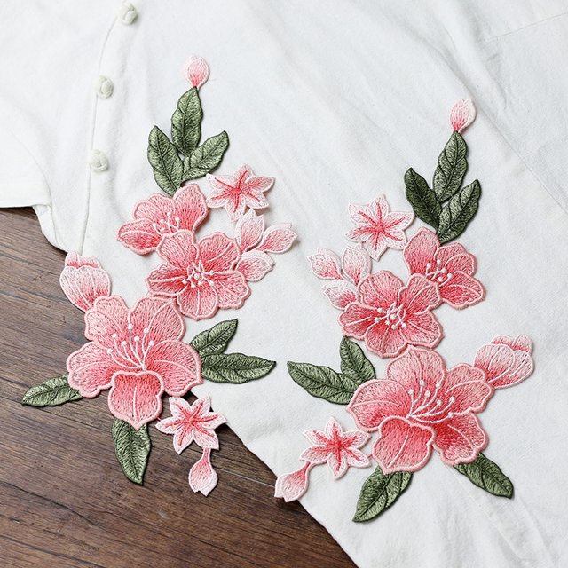Coser en parches florales de lirio, apliques de flores bordados para ropa de bricolaje, chaquetas, jeans, mochilas, sombreros, costura artesanal (2 piezas)