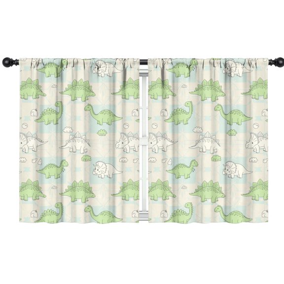 Blackout Kids Curtains,LightBeige Cartoon Dinosaurs Geometric Pattern Childrens Insulated Curtains Set Of 2,Bedroom Essentials,Toddler Room Decor 42"x54"