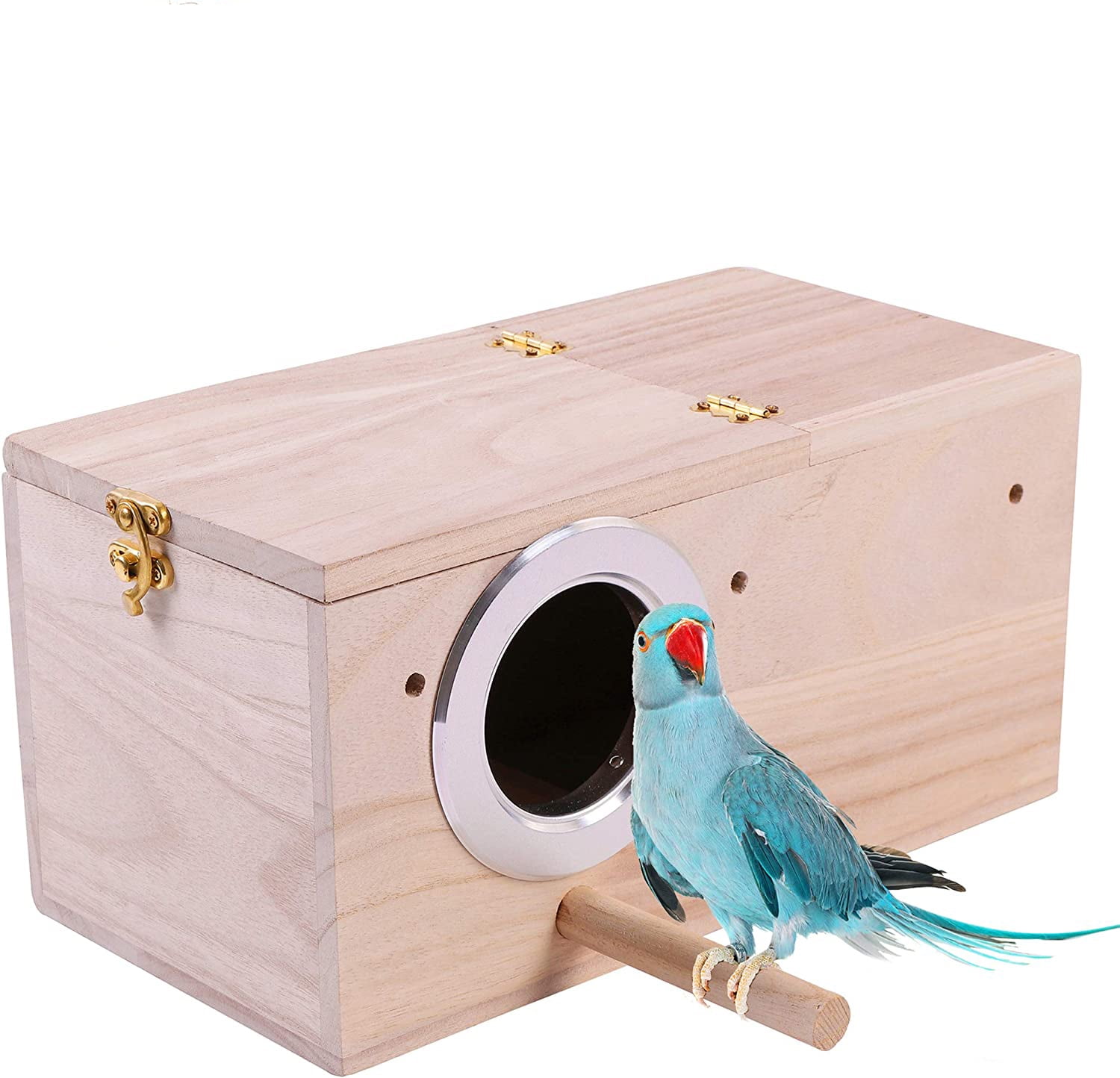 Parrotlets Mating Box LOVIVER Plastic Nest Box Birdhouse Perch Birds Breeding Durable Aviary Cage for Lovebirds Green 