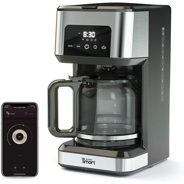 Atomi Smart WiFi Coffee Maker - 2nd Gen. - No-Spill Carafe Sensor,  Black/Stainless Steel, 12-Cup Carafe, Reusable Filter - WiFi-Compatible  Alexa,