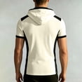 thumbnail image 5 of Qiyinn Men's Short Sleeve Hooded Henley Shirt,Casual Color Block Pullover Hoodie Breathable Summer Tops for Outdoor Beach, 5 of 5