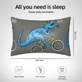 thumbnail image 4 of KLL Fun Riding Dinosaur Pattern Silk Pillowcase for Hair and Skin Standard Size 20"X 30" Soft Breathable Pillow Covers for Sleeping, 4 of 7