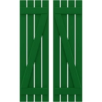 Ekena Millwork 15 1/2"W x 80"H Americraft Four Board (2 Batten) Exterior Real Wood Spaced Board-n-Batten Shutters w/ Z-Bar (Per Pair), Viridian Green