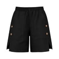 thumbnail image 4 of Summer Shorts for Women with Pockets 100% Cotton Cargo Style Button Detail Shorts Elastic Waist Wide Leg Bottoms, 4 of 6