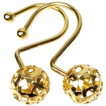 LAMIRO Gold Shower Curtain Hooks Rings,12 Decorative Shower Curtain Hooks,Metal Rustproof Shower Rings for Bathroom