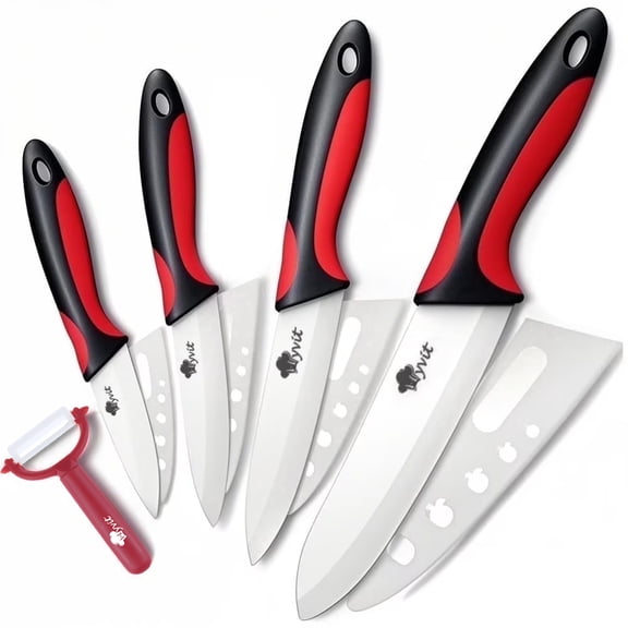 MYVIT Ceramic Knife Set Kitchen 4-Pack Paring Knife with Cover Chefs Fruit Vegetable Cutting Knife for Boneless Meat