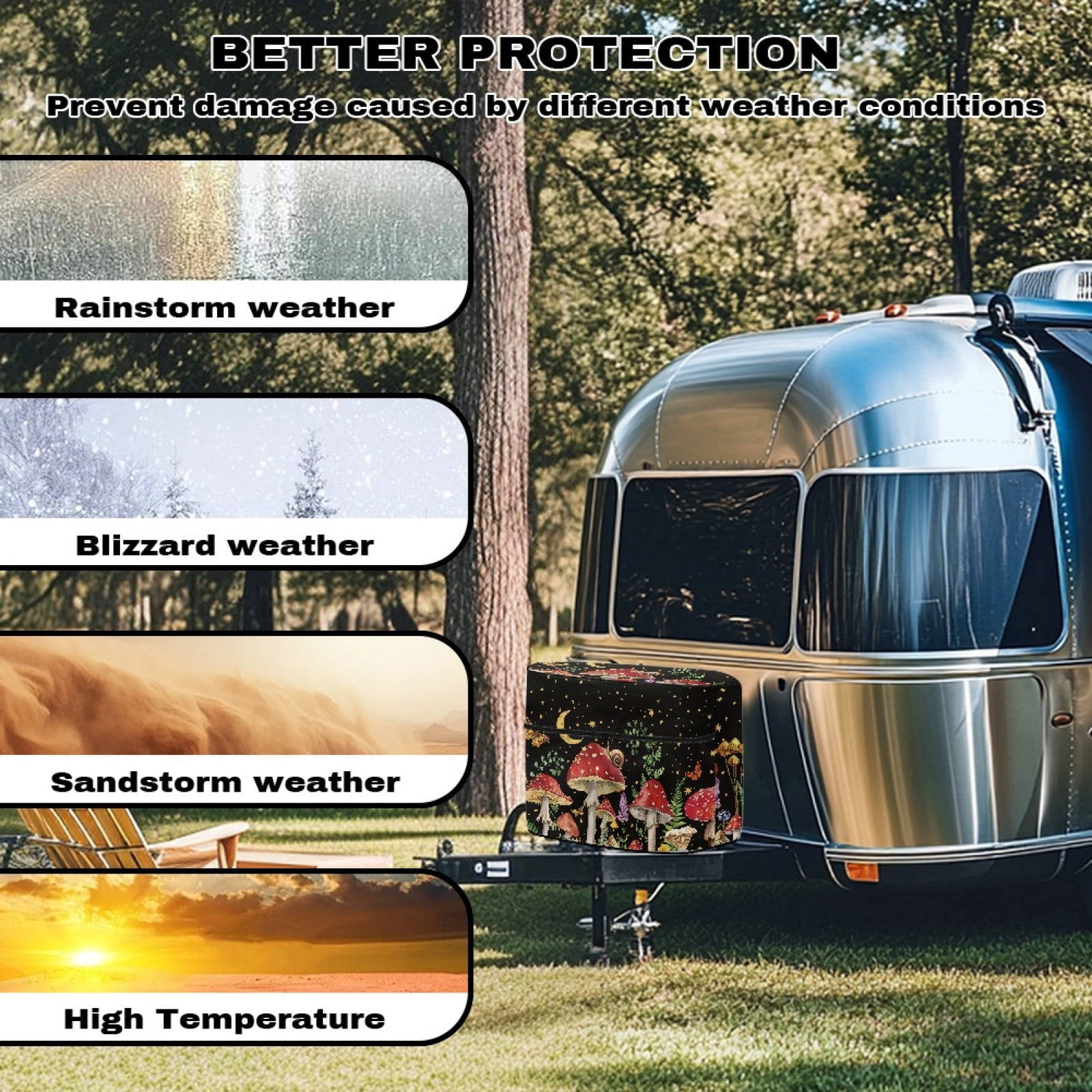 Yuyamidu Aesthetic Mushroom RV Propane Tank Cover 20LB, Weather Resistant Camper Propane Tank Cover with Zipper, Heavy Duty Accessories for RV, Travel Trailer, Camper