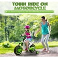 thumbnail image 3 of TOBBI 12V Electric Motorcycle for Kids Dirt Bike Ride on Toy Battery Powered Off-Road Motorbike w/ 2 Speeds, 35W Dual Motors, Training Wheels, Green, 3 of 15