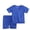 Blue, variant on Diufon Kid's Lightweight Pajamas Set Short Sleeve Shorts Sleepwear Crew Neck Loungewear Solid Color Pj Set