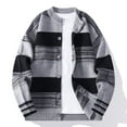 thumbnail image 7 of ZCFZJW Fall Sweaters for Men Casual Striped Color Block Print Long Sleeve Button up Cardigan Outwear Jacket Big and Tall Regular Fit Cozy Pullover Jumper Tops Gray XXL, 7 of 7