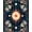 Navy Blue Orange Cream, Pattern 2, variant on ODIKA 8'x10' Washable Area Rug Witchy Floral Gothic Moth Design With Botanical Vine Symmetry Accents for Dining Room, Large Office, Lounge, Non-Slip Chair-Friendly Mat