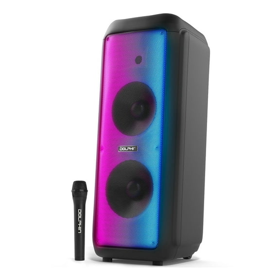 Dolphin SP-1070RBT High Power Dual 10" Rechargeable Party Bluetooth Speaker - Powerful Sound, Loud, DEEP BASS, LED Display, Bluetooth, USB, SD, FM, AUX