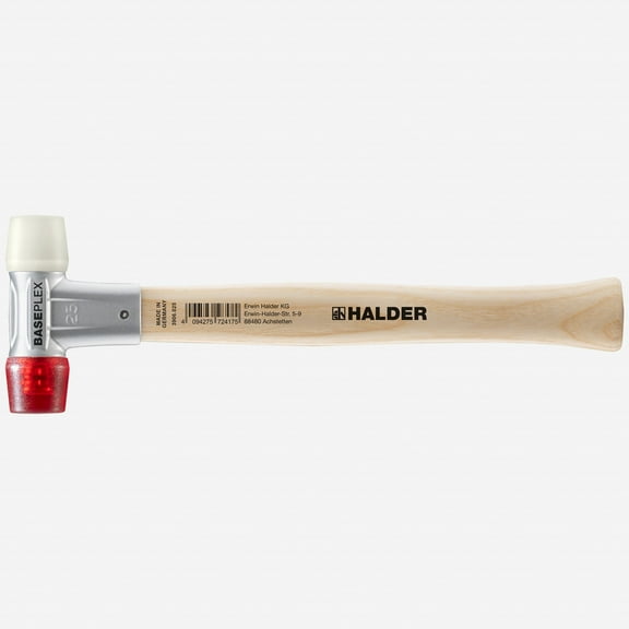 Halder Baseplex Mallet with Nylon/Red Plastic Face Inserts and Zinc Die Cast Housing, 3.39" / 7.58 oz.