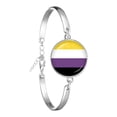 thumbnail image 3 of New Fashion Glass Cabochon Colorful Rainbow Flower Bracelet Crystal Chain Bangle Jewelry For Bisexual Lgbt Gay Pride Gift, 3 of 5