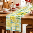 thumbnail image 5 of Summer Lemon Watercolor Table Runner 90 Inches, Yellow Blue Line Checkered Bed Runner Dresser Scarves Tabletop for Indoor Outdoor Parties/Ceremony/Banquet, 13" x 90", 5 of 9