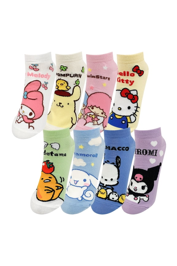 Official Licensed Women's Ankle, Cute Character Design, 8 pack Set Collection