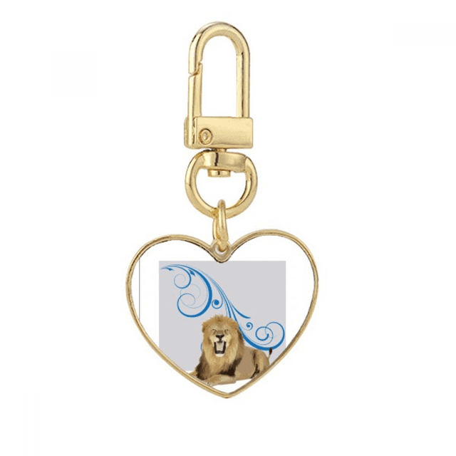Lions Félins Motifs Féroces Porte-Clés en Métal Porte-Clés en Or Coeur