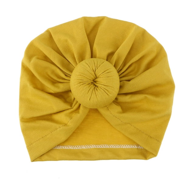 EeaseMX Turbante infantil con nudo, diademas para bebé, gorro bohemio con nudo para la cabeza (amarillo)