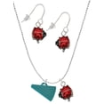 thumbnail image 1 of Delight Jewelry Acrylic 3/4" Teal Megaphone Red Lucky Ladybug Necklace and Dangle Earrings Set, 1 of 6