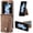 Retro Brown, variant on for Samsung Galaxy Z Flip 5 Wallet Case,Retro Phone Case with Card Holder,2 in 1 Detachable Zipper Kickstand Shockproof Protective Purse Case Cover for Samsung Galaxy Z Flip 5 Brown