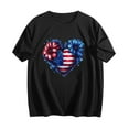 thumbnail image 5 of 2025 Women's Patriotic Sunflower T-Shirt - American Flag & Stars Print | 4th of July Short Sleeve Independence Day Graphic Top, 5 of 5