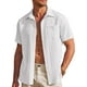 thumbnail image 1 of Sunloudy Camisa casual de verano para hombre, color sólido, plisada, manga corta, solapa, botones, casual Sunloudy moda, 1 of 9