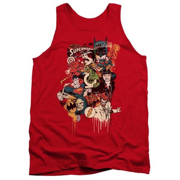 Trevco Dc-Dripping Characters - Adult Tank Top - Red- Extra Large
