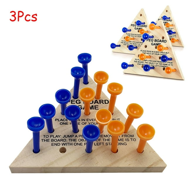 YOPTOP 3 Packs Wooden Triangle Peg Games Triangle Wooden Board Game Family Board Game Wooden Strategy Toy Travel Games Teens and Adults Fun Learning Puzzles