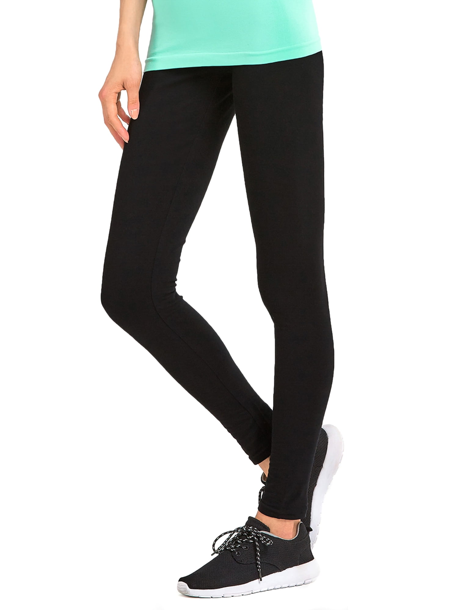 Sofra Women & Plus Cotton High Waist Full Length Cotton Workout Leggings (Black, M)