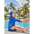 thumbnail image 6 of BemeyourBBs Toddler Baby Boy Girl One Piece Swimsuit Kids Infant Bathing Suit Long Sleeve Rash Guard Half Zipper Shark Swimwear Sunhat Set UPF 50+, 6 of 9