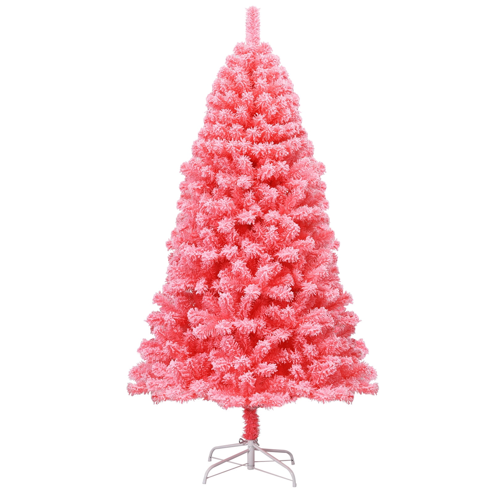Topbuy Pink Christmas Tree 6.5 Ft Xmas Decoration Tree w/ 884 Snow