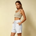 thumbnail image 6 of Cotton Linen Shorts for Women Plus Size Drawstring Elastic Waist Summer Beach Vacation Bermuda Shorts with Pockets, S, 6 of 7