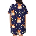 thumbnail image 3 of Lsque Corgi Lying With Moons And Stars Women's Short-Sleeved Pajama Set - 2 Piece Soft and Lightweight Sleepwear Set-Small, 3 of 9