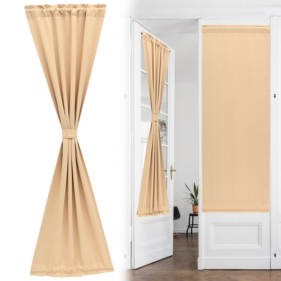 Blackout French Door Curtain for Door Window Double Rod Pocket No Coating Privacy Assured Thermal Insulated Room Darkening Drape for Sidelight Window W 25" x L 72" 1 Panel