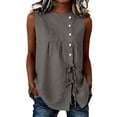 thumbnail image 3 of Wiyuqeen Linen Tank Tops for Women Summer Tie Front Casual Sleeveless Gauze Shirts Loose Fit Camisole Camiseta Sin Mangas S-2XL, 3 of 8