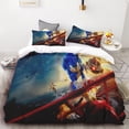 thumbnail image 2 of Juego de edredón con estampado digital 3D de Sonic Boy, 3 piezas, suave, 100 % poliéster, tamaño king, para adolescentes, regalo, 2 of 5