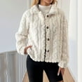 thumbnail image 2 of Womens Fleece Jacket Western Solid Color Long Sleeve Button Down Shacket Jackets with Pockets White XL, 2 of 6