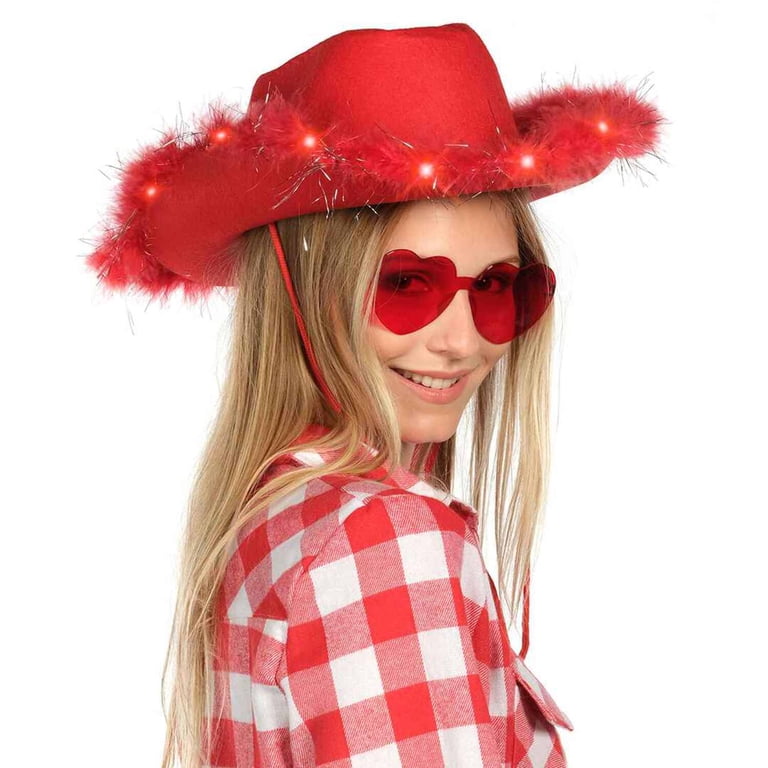 6375 Red Cowboy Hat And Glasses- Preppy Cowgirl With Tiara- Sparkly Buy aFuncredible Green Cowboy Hat and Glasses - Preppy  main image 2